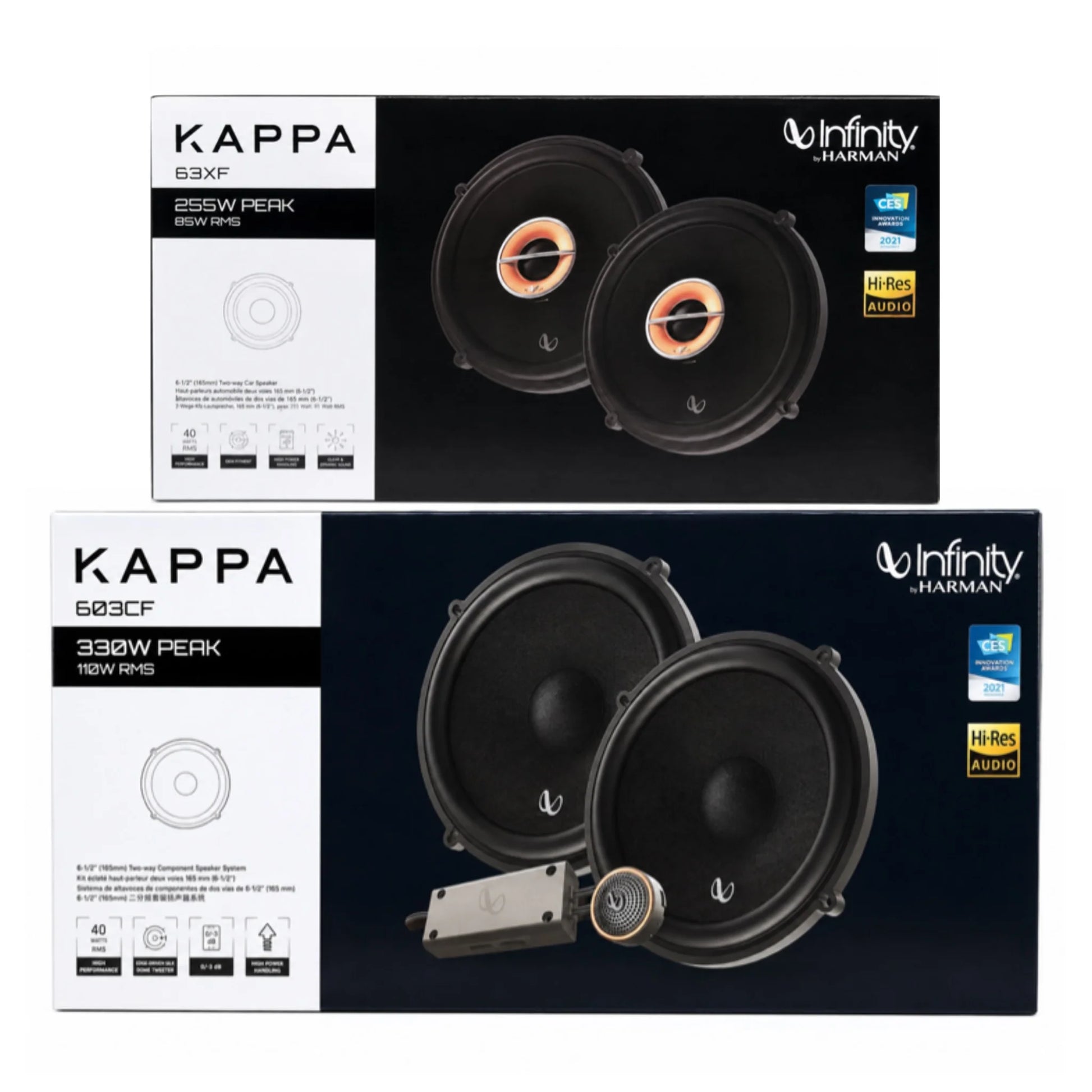 Infinity Kappa Car Speaker Combo | KAPPA-63XF 6.5-Inch Coaxial + KAPPA603CF Component Speakers | Hi-Res Audio